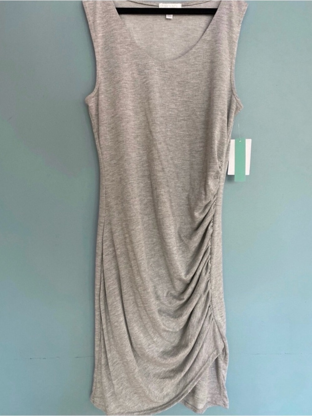 Nordstrom Light Gray Sleeveless Ruched Side Dress NWT